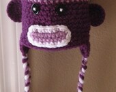 Purple Sock Monkey Hat