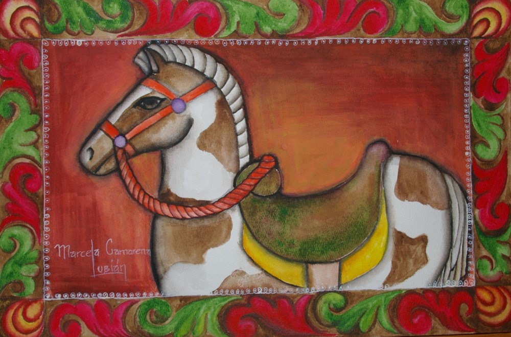 Pinto, Original 12 x 18 Watercolor on paper.