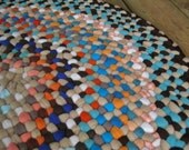 Sea Green and Chocolate Brown Braided Oval rug from recycled cotton