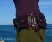 Utility Leather HiP Belt BaG - "LAWAH" - BROWN // leather belt with pockets.
