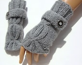 Hand Knit Gray Gloves, Mitten, WinterAccessories, Holiday Accessories, Armwarmer, Hand Knit Gray Gloves