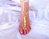 Sexy  Barefoot Sandals, Flower, Beads, Summer, Beach, Pool, Yoga, Victorian, Gotic, Hippie, Gypsy