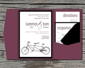 Wedding Invitation, DIY, Pocketfold, Tandem Bike, Printable, Digital File by ticklemeink on Etsy