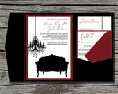 Wedding Invitation, DIY, Pocketfold, Old Hollywood Glam, Printable, Digital File by ticklemeink on Etsy