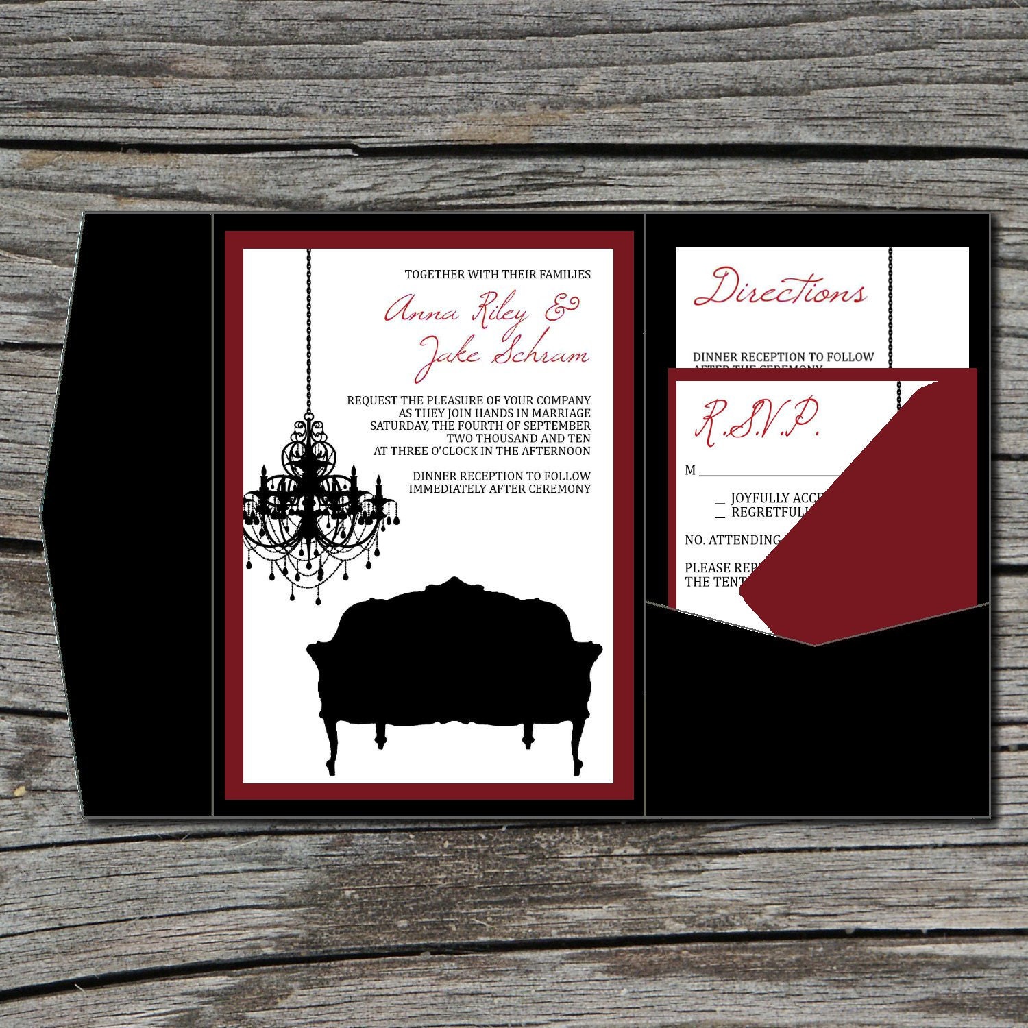 Wedding Invitation, DIY, Pocketfold, Old Hollywood Glam, Printable, Digital File by ticklemeink on Etsy