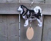 Alaskan Malamute crate tag - hang anywhere decorative accessory hand stitched by dog artist, Magnet option