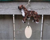 Staffordshire Bull Terrier crate tag kennel pit bull dog art hang anywhere, magnet option, hand stitched needlepoint, hanger
