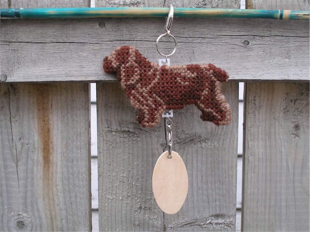 Sussex Spaniel dog crate tag - hang anywhere with magnet option, decorative hand stitched original art