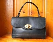 Vintage 1950s to early 1960s Handbagag - Faux Leather - Black - Medium