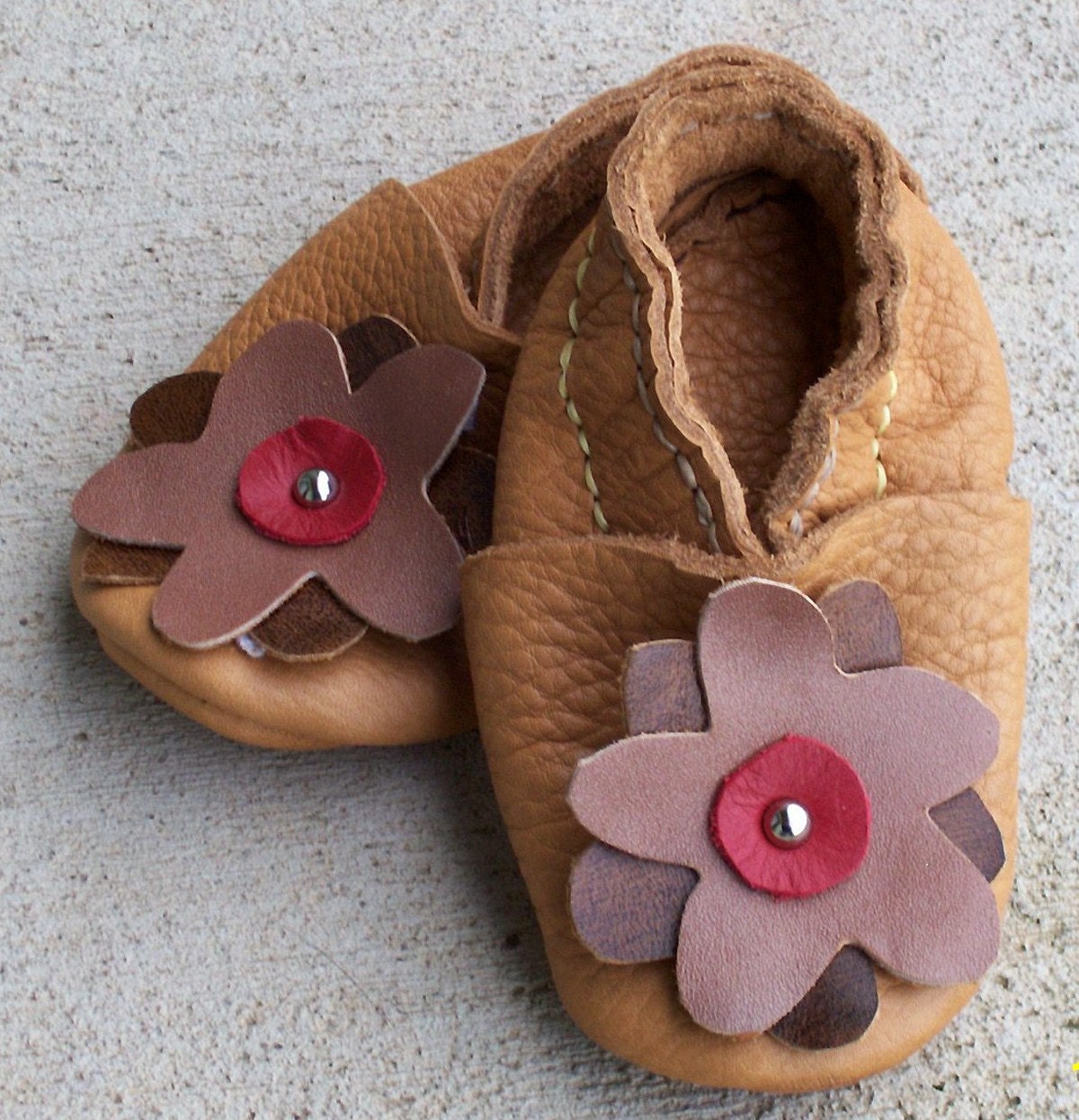 Match Mother and Baby Booties Tan Elk Leather Moccassins Handmade Handsewn leatherworkswithyou shopsteam
