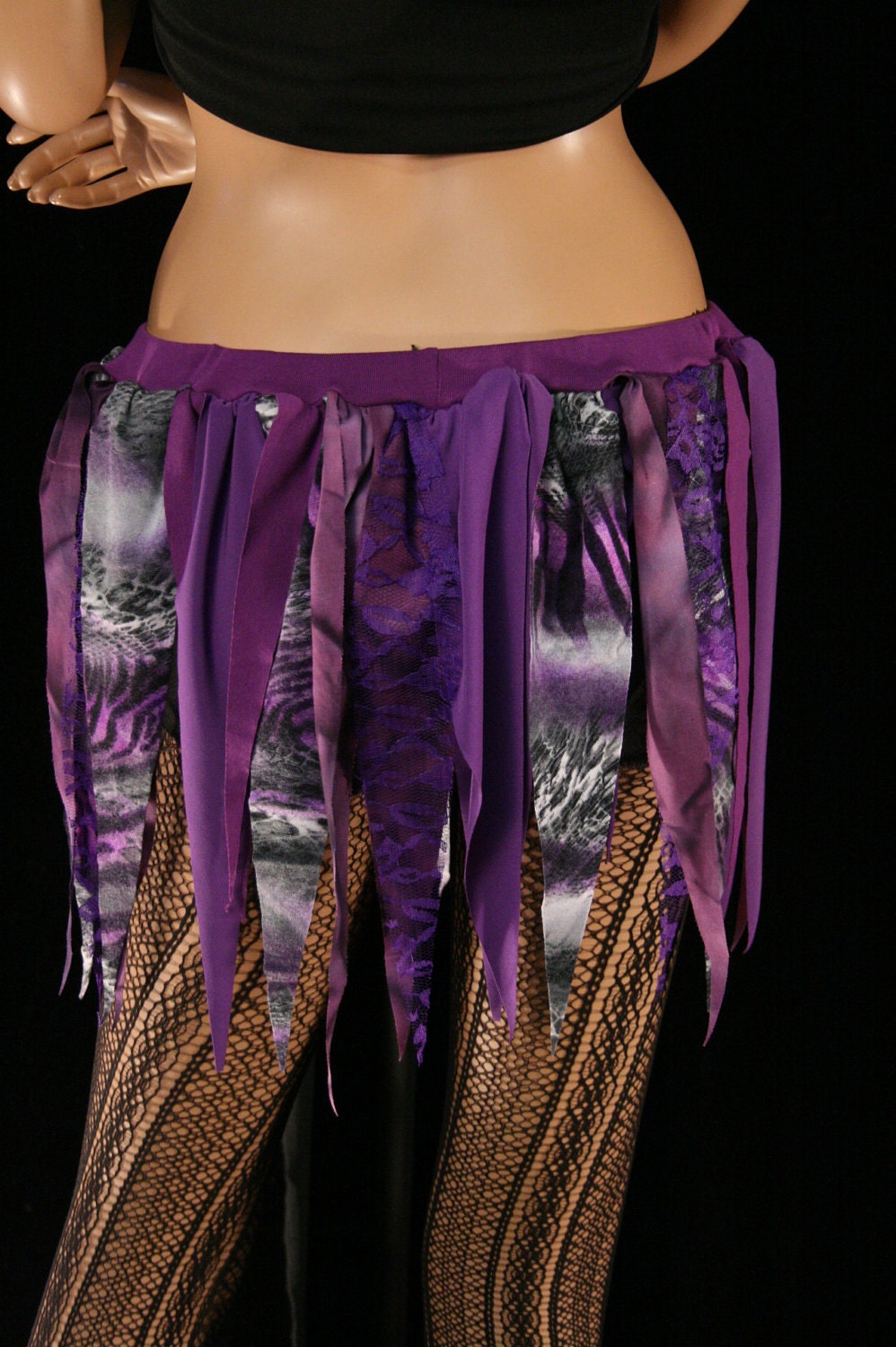 Purple cave girl point skirt costume pirate gogo rave dance gypsy ragged -- XSmall - Ready to Ship -- Enchanted