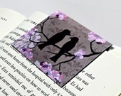 Magnetic Bookmark, Love Birds, Romantic Damask and Flowers, Bridal favor, teacher gift
