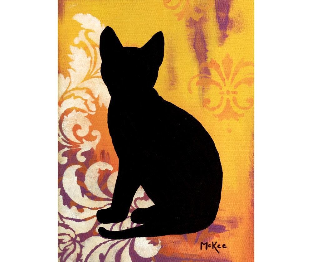 SALE Cat Art Print Wall Decor, 9 x 12 inches