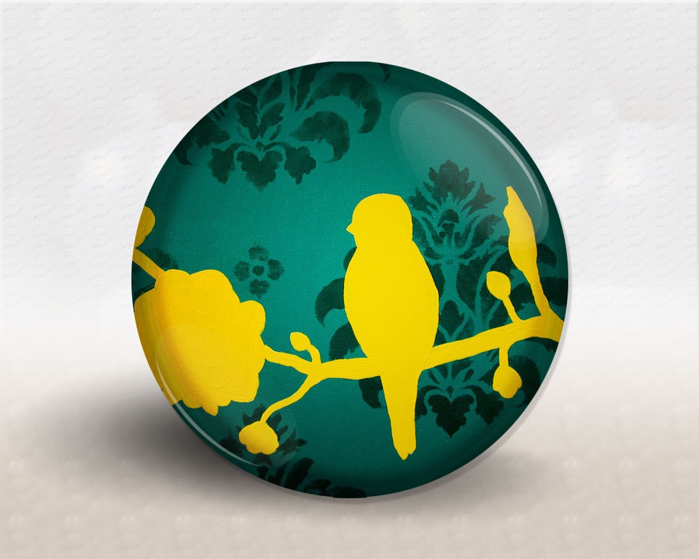 Bird Pocket Mirror, Teal Damask, Bridesmaid gift, Shower Favor, Wedding Favor