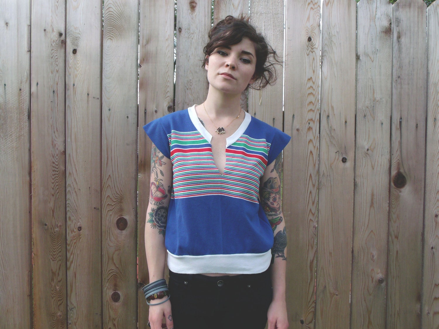 Adorable 1970s Striped Sweater-Blouse