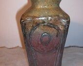 Exquisite Organic Rich Deep Color Studio Art Pottery Stoneware Vase signed MU