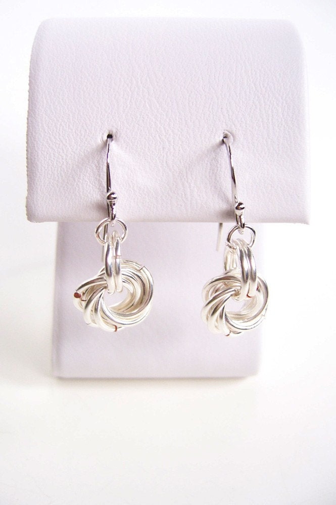 Sterling silver chain maille love knot earrings Sterling silver chain maille love knot earrings