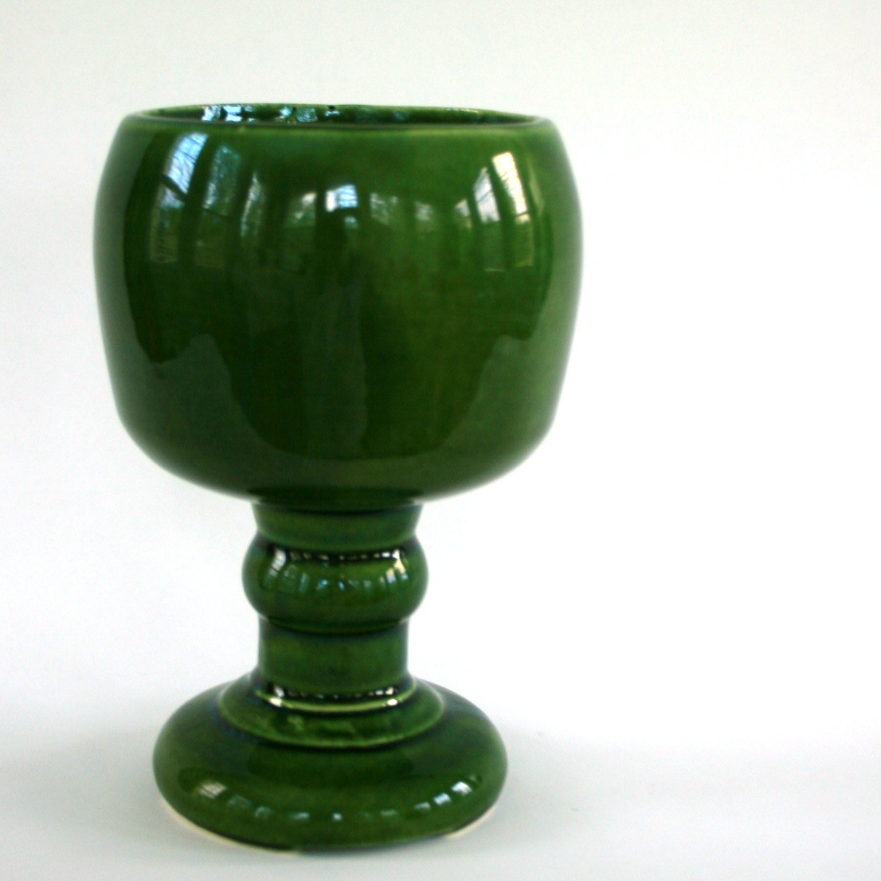 St Patricks Day Green. Vintage Goblet. Beer Mug. Chalice. Vase. Pottery. Emerald. Barware. Beverage. Vestiesteam.