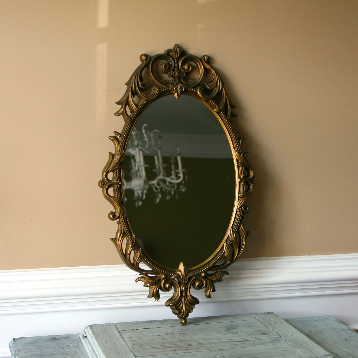 Gold Mirror. RESERVED. Home Decor. Vintage Gold. Hollywood Regency. Eclectic. Bohemian. Ornate. Golden. Dining Room. Living Room. Bathroom.