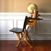 Industrial School Desk Bench Desk Chair. Bamboo Mustard Yellow. Shabby Chic. Childrens. Elementary. Mustard Orange. Fall Autumn Home Decor.