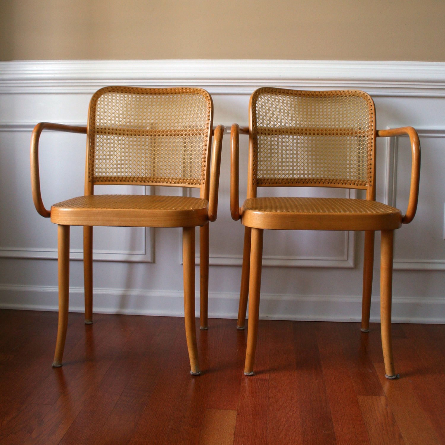 Pair Stendig Chairs. Cane Chairs. Thonet Bentwood. Prague Chair. Mad Men. Mid Century Modern. European. Bohemian Home Decor.