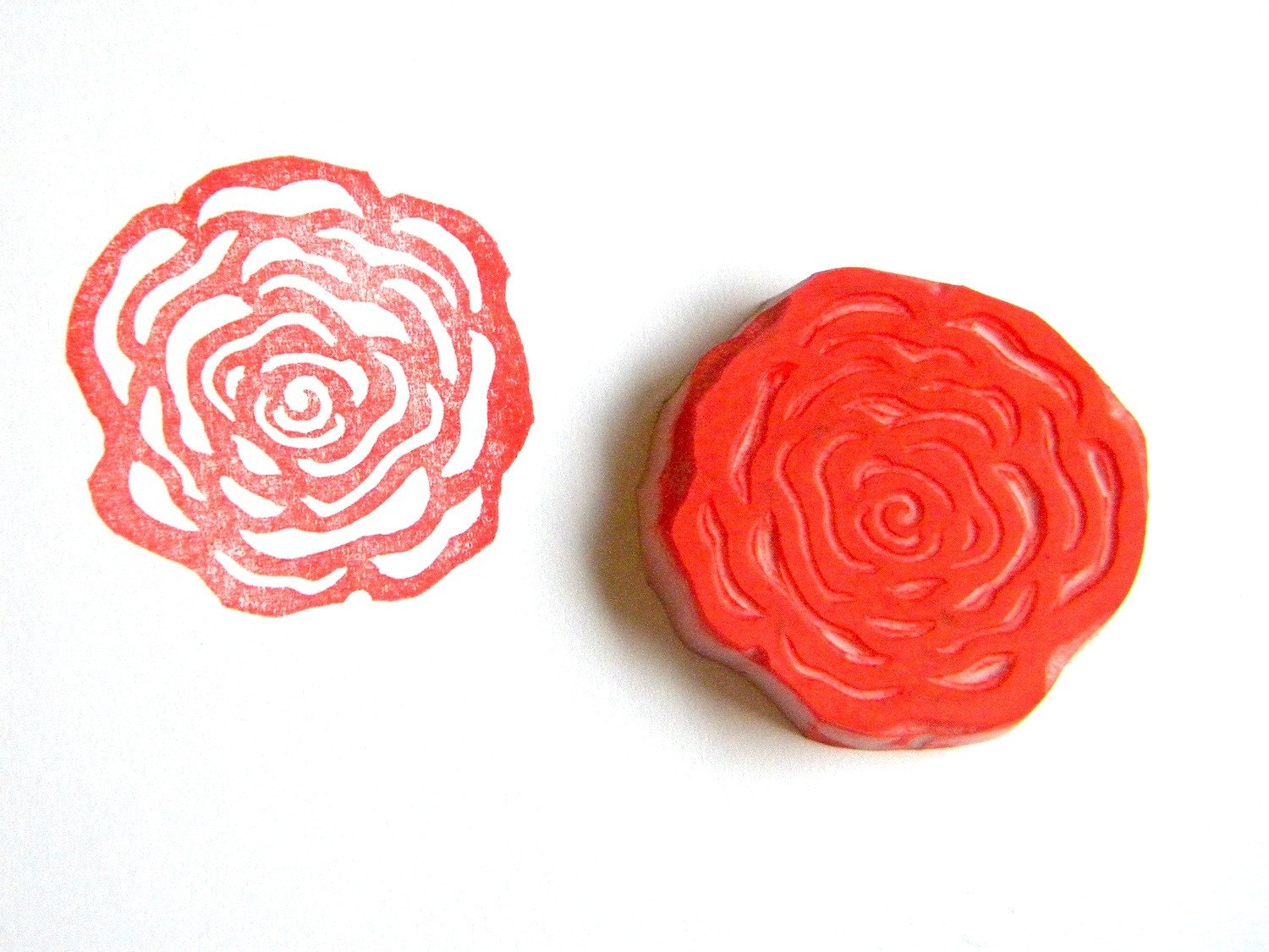 Rose hand carved rubber stamp
