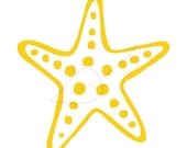 Starfish digital stamp clip art in yellow and black