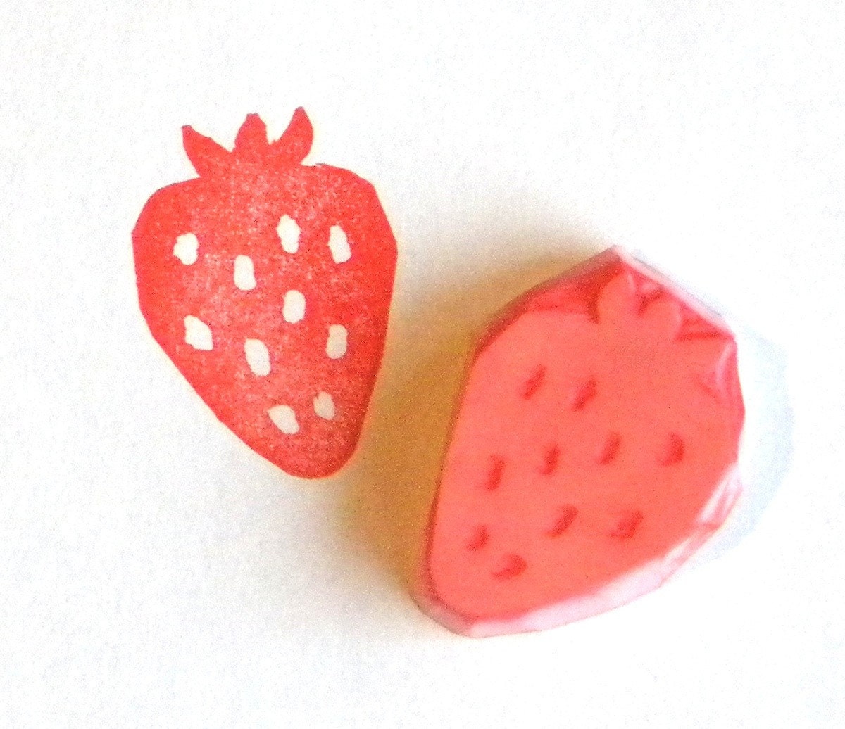 Rubber stamp hand carved strawberry