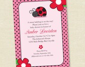 Custom Lady Bug - Red and Pink - Printable Digital Invitation - Personal Use Only