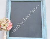 VINTAGE WEDDING Framed Chalkboard Shabby Chic Home French Country Decor Teal Blue Reception Signs Chalk board Shabby Chic Nursery