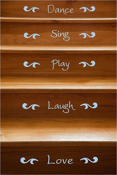 Happy Words Stair Riser Vinyl Decals - 12 Stairs SALE