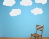 5 Large Fluffy Clouds Vinyl Wall Decals SALE