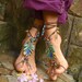PEACOCK BAREFOOT sandals peacock feather bridal sandals made to order hippie hula hooping belly dance foot jewelry beach