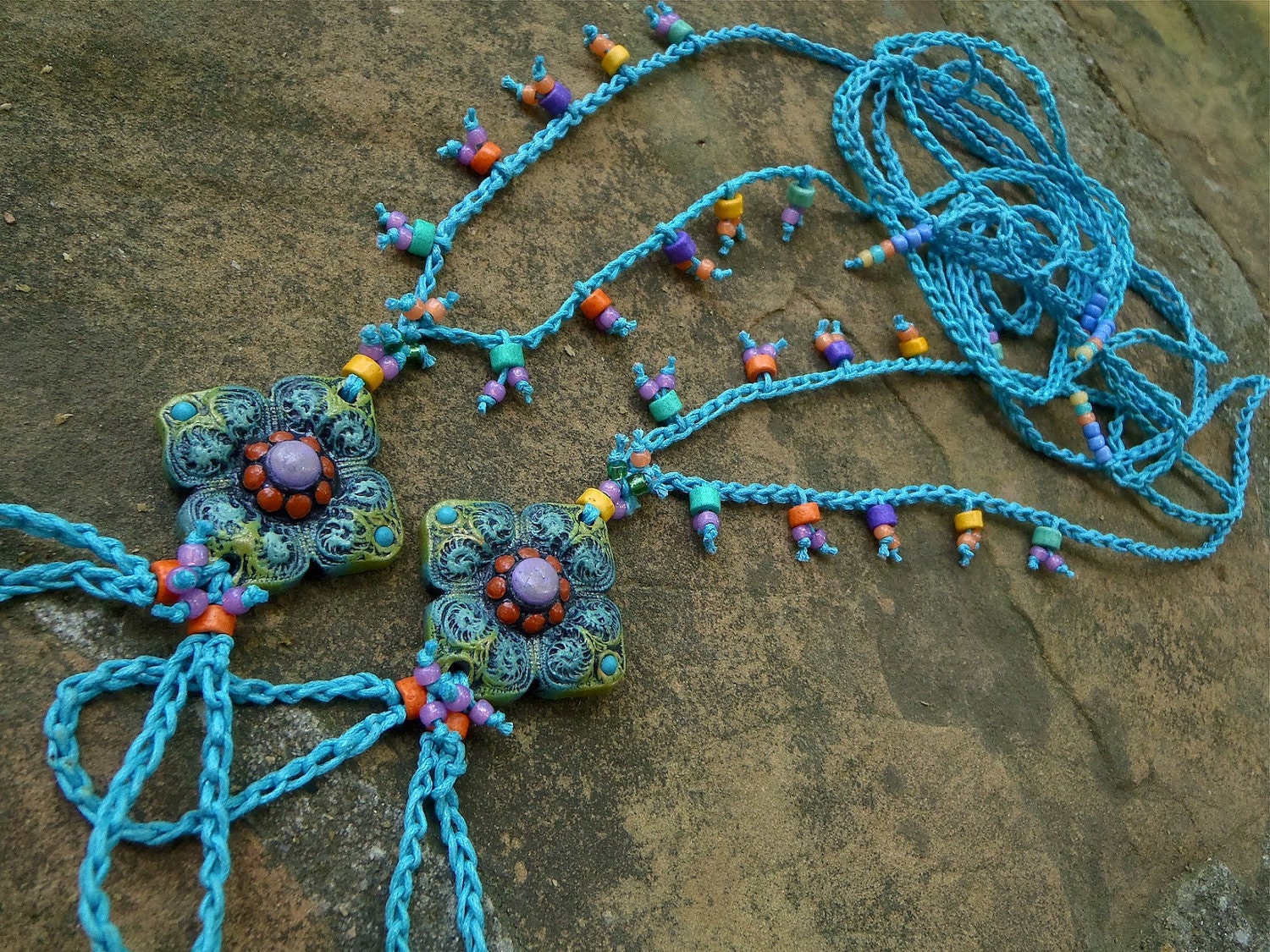 blue HIPPIE summer BAREFOOT SANDALS crochet sandals beaded sandals foot jewelry beach wedding bohemian gypsy shoes