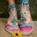 BLUE summer BAREFOOT SANDALS crochet sandals beaded sandals slave anklets foot jewelry beach wedding bohemian gypsy shoes