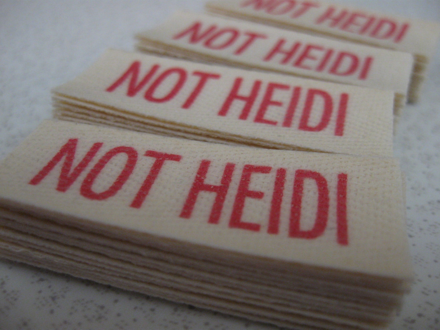 Twill Fabric Labels, five-eighths-inch ribbon - cut and fraychecked - natural or white