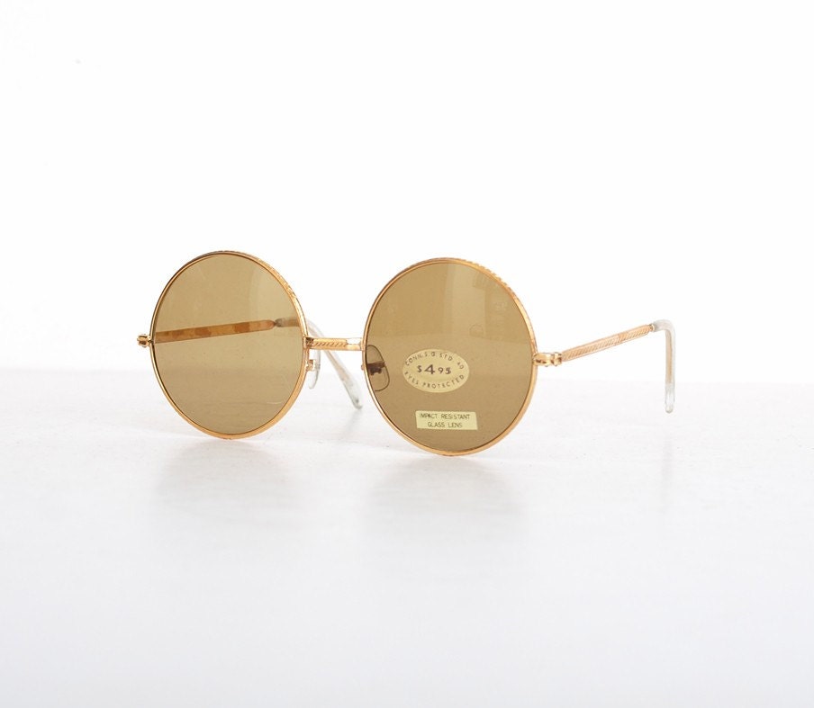 Vintage 60s Round Gold Janis Joplin Sunglasses
