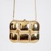 Vintage 90s Gold Metal Crystal Quilted Evening Bag Clutch Purse