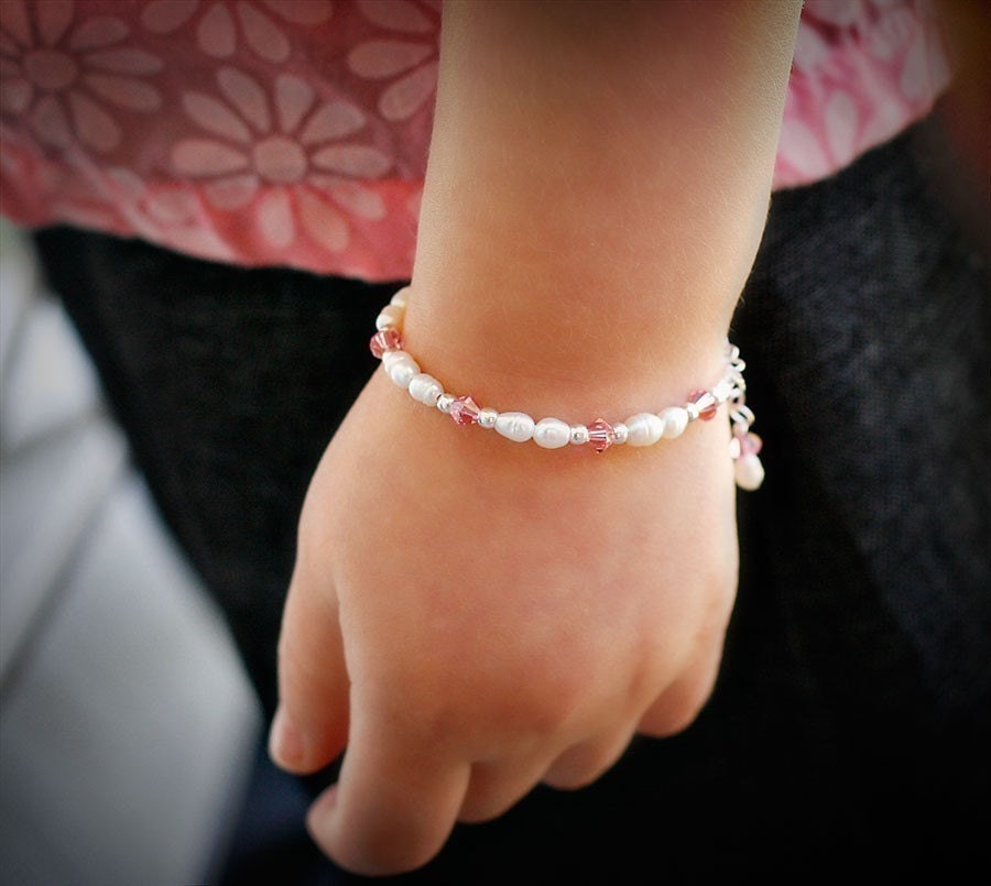 Sweet baby pearl and swarovski crystal bracelet