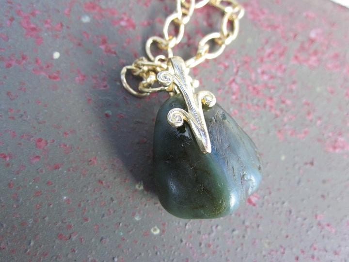 Brass Tree Jade Nugget Necklace