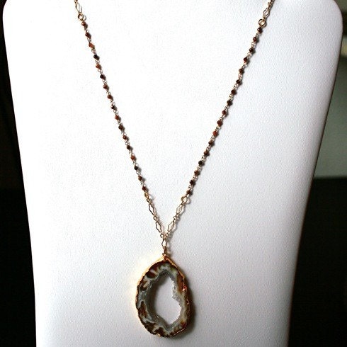 Peek-A-Boo Geode Tiger Eye Gold Necklace