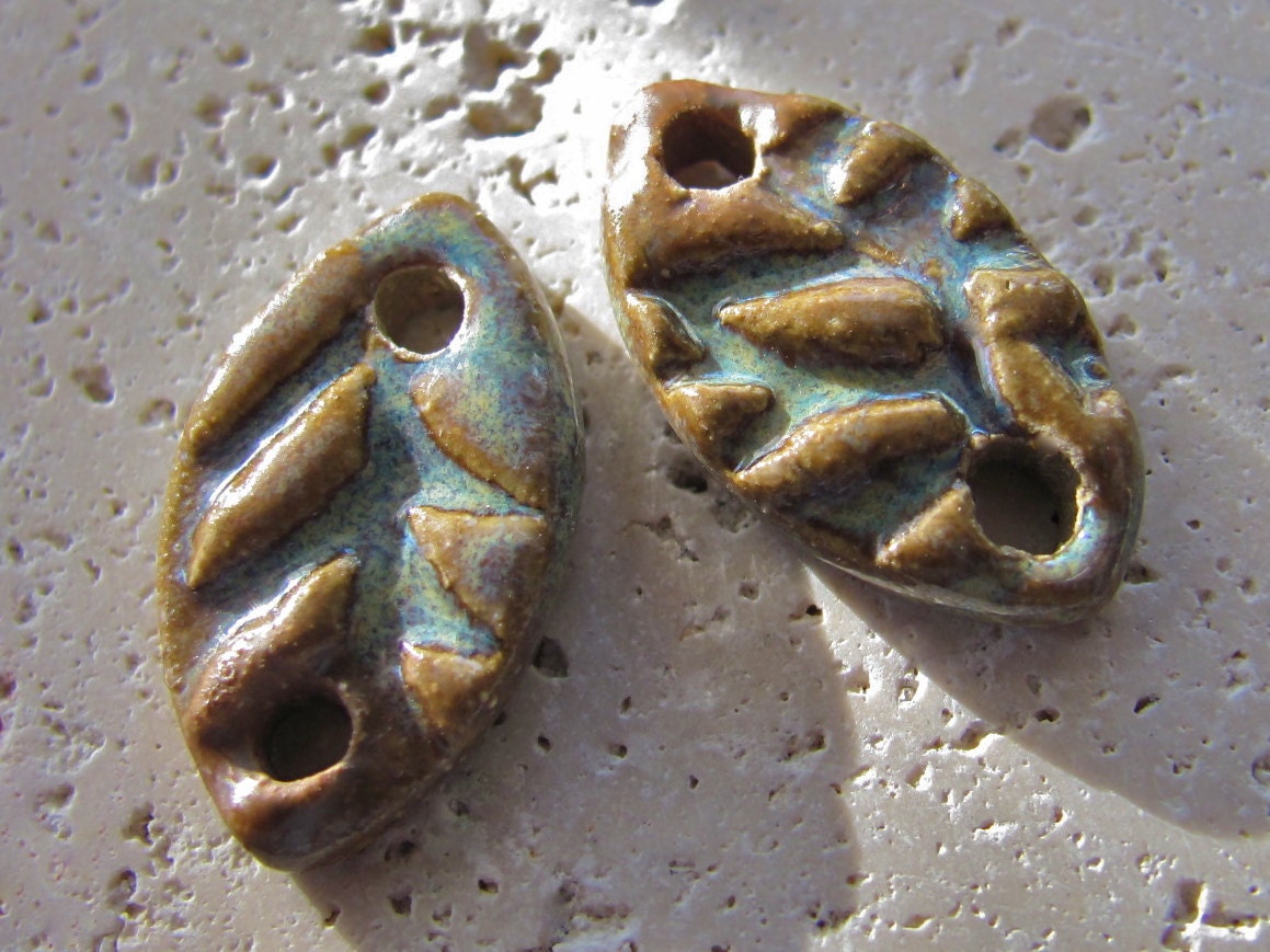 Prairie Wind Canoe Connector Beads - Handmade Ceramic Beads
