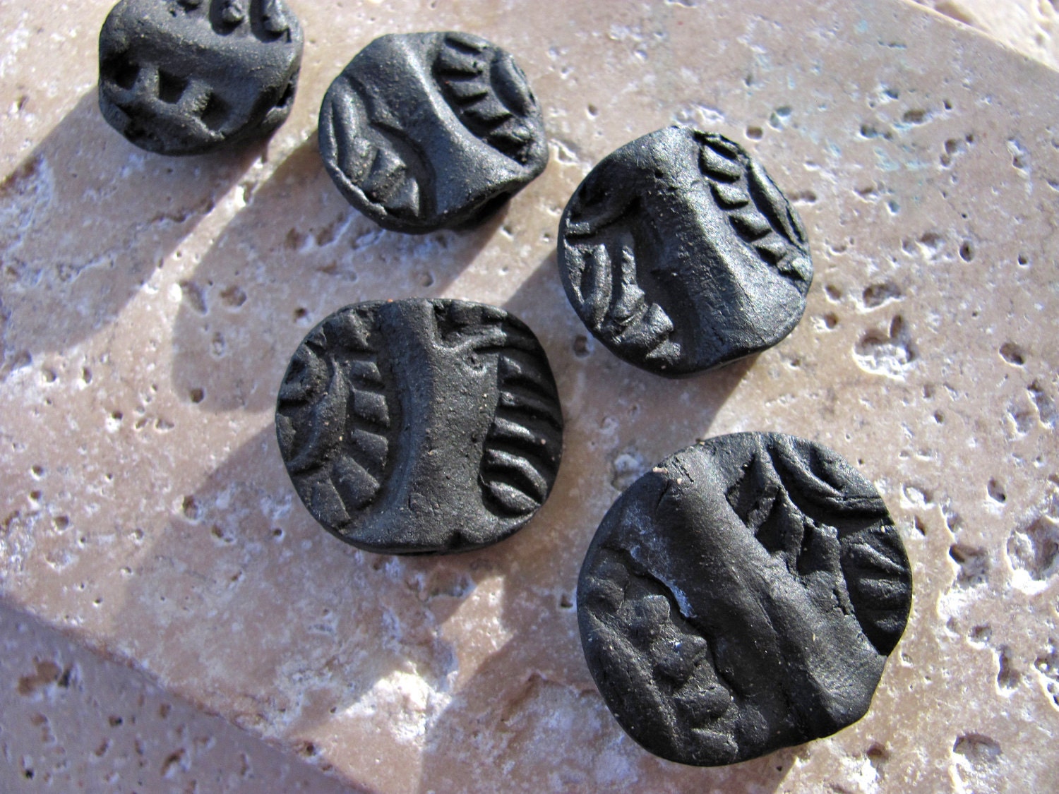Black Raven Tribal Beads - Handmade Ceramic Beads