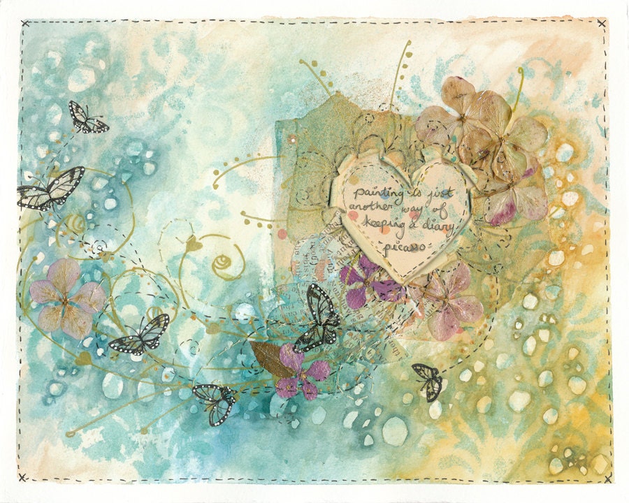 Original Art Mixed Media Collage - Picasso's Diary