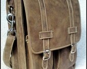 DIAZ Large Leather Messenger Satchel / Backpack Laptop Briefcase Texas Brown - (17in MacBook Pro) - Free Shipping