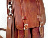 DIAZ Medium Geunine Leather Messenger Satchel / Backpack Laptop Bag in Crazy Horse Tanned Brown - (15in MacBook Pro) - Free Shipping -