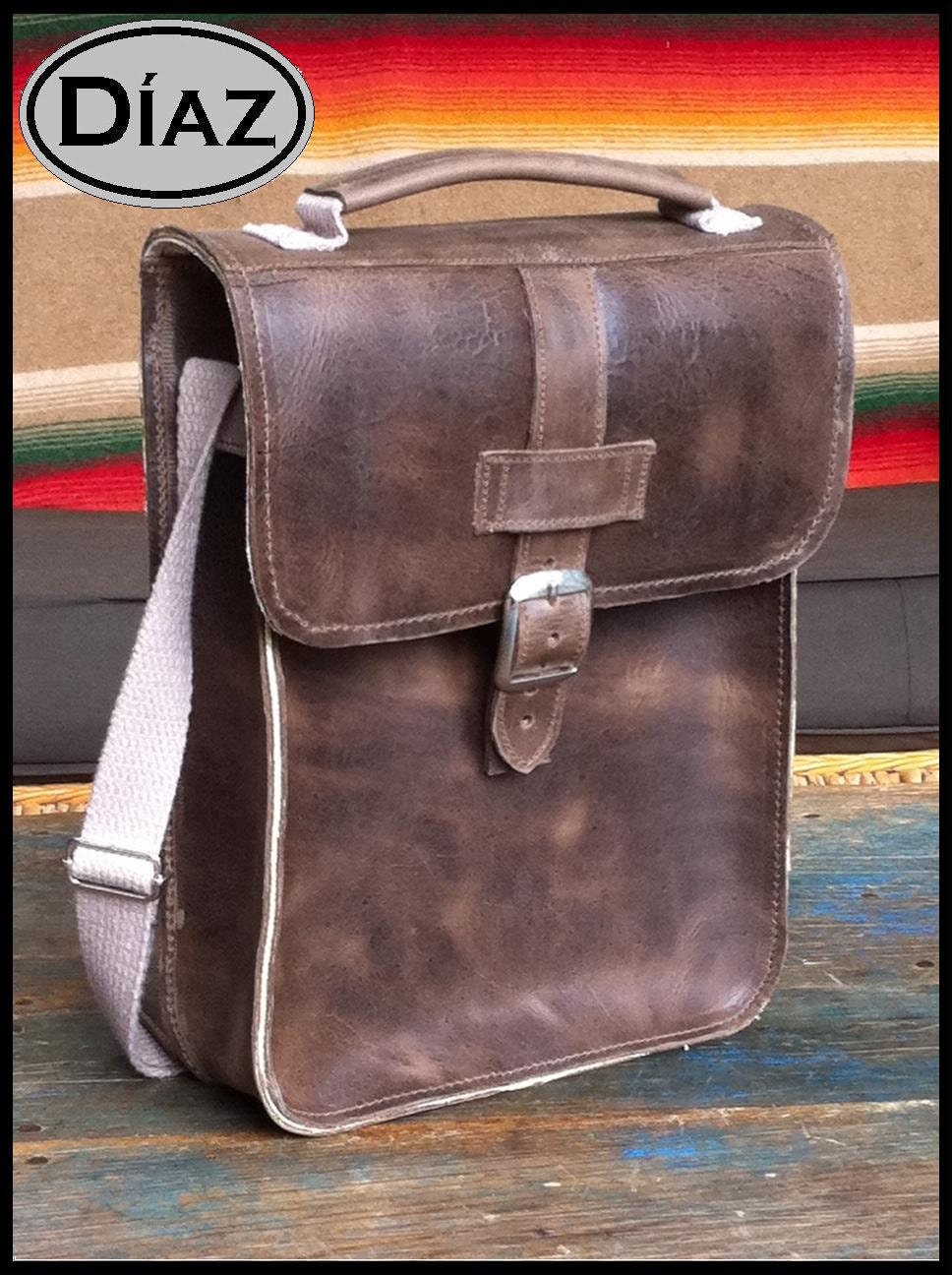 DIAZ Leather Messenger Satchel / Pouch / Portfolio for iPad in Texas Dark Brown - Free Monogramming -