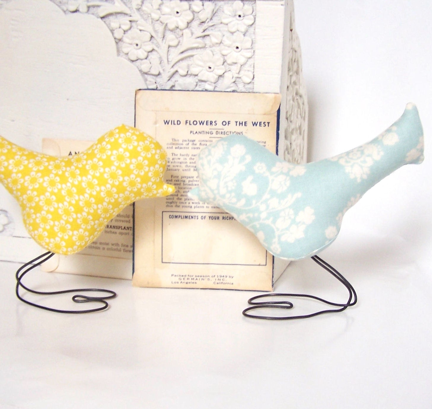 Wedding Cake Topper Love Birds, Summer Yellow Flower, Sky Blue, Cream Damask, Summer Wedding, Wedding Gift, Baby Nursery Decor