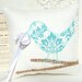 Love Bird Ring Bearer Pillow, Modern Aqua Blue Damask, White, Burlap Branch, Spring Wedding