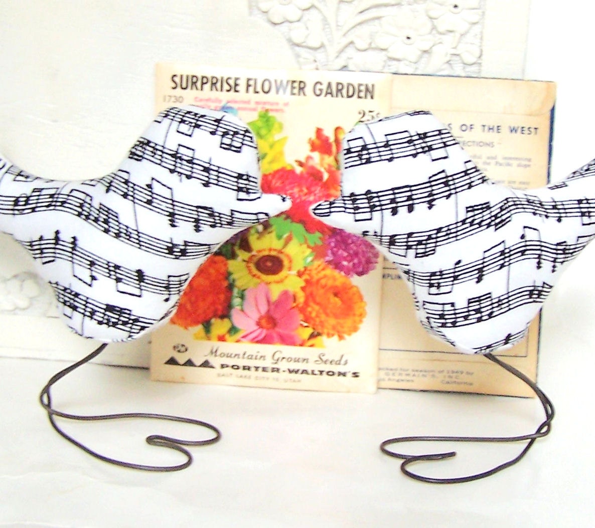 Music Note Romantic Love Birds Black and White Wedding Cake Toppers and Home Decor, Spring Wedding, Wedding Gift, Baby Nursery Decor